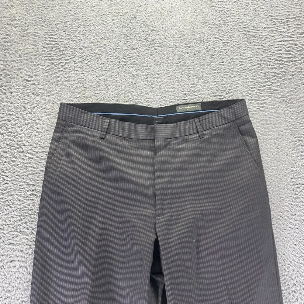 Banana Republic Pant 38x30 Gray Pinstripe Wool Dress Straight Preppy Business